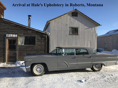 At present, The Shark is at Hale's Upholstery in Robert's Montana.  Headliner and carpet are done.  Work proceeds on seats and door panels.  Original cloth was obtained from SMS and rather than use original cloth and naugahyde (as done in the factory) we'll be using cloth and gray leather.